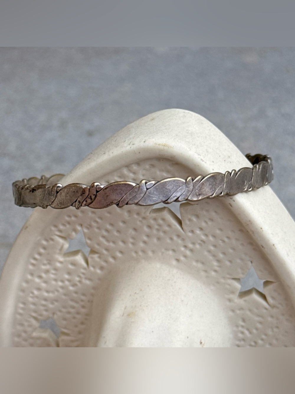 Vintage Mexico  Silver Twisted Link Bracelet - Silver